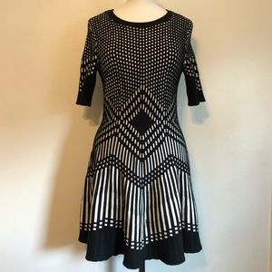 H&M Knit Dress With Geometric Pattern Flare Skirt